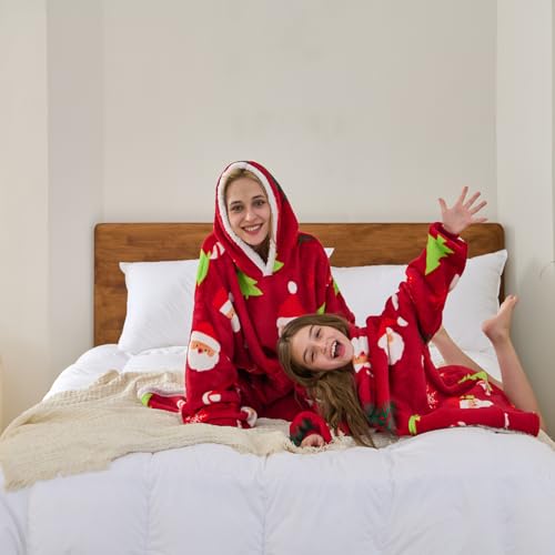 TSUTOMI Wearable Blanket Hoodie, Oversized Sherpa Wearable Hooded Blanket,Warm Cozy Sherpa Hoodie Gifts for Women Girls Adult -Christmas themed patterns - Image 5