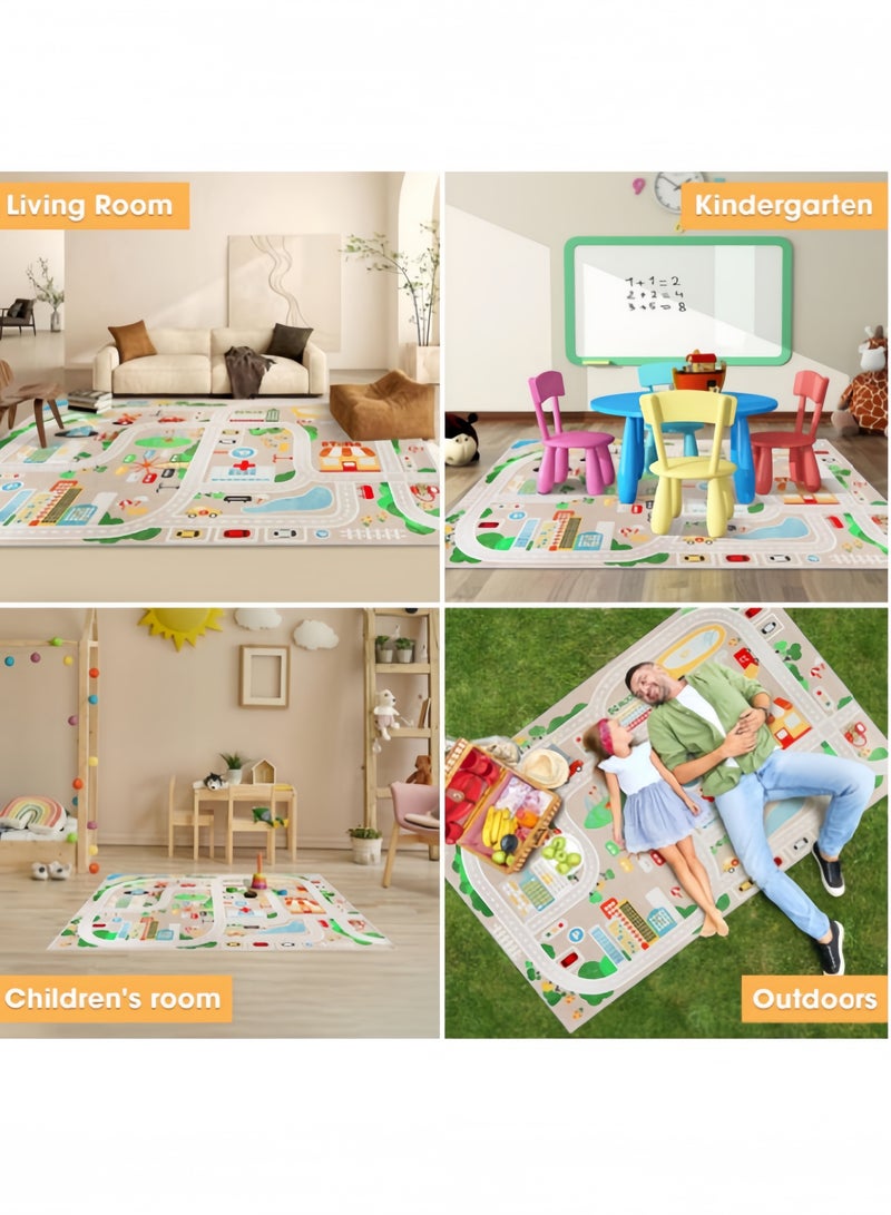 Kids Rug Educational Play Rug,Kids Carpet Playmat Rug,Educational Play Rug Traffic Road Kids Play Car Mat Large Learning Play Game Area Rug Kids Carpet for Playroom Living Room Nursery Room Decor - Image 5