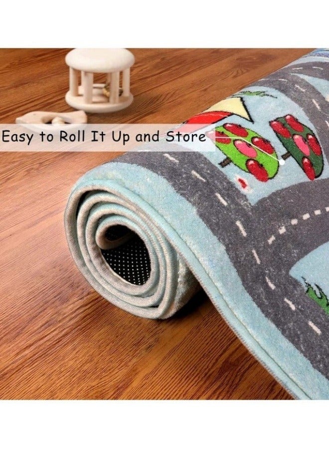 Kids Rug Educational Play Rug,Kids Carpet Playmat Rug,Educational Play Rug Traffic Road Kids Play Car Mat Large Learning Play Game Area Rug Kids Carpet for Playroom Living Room Nursery Room Decor - Image 2