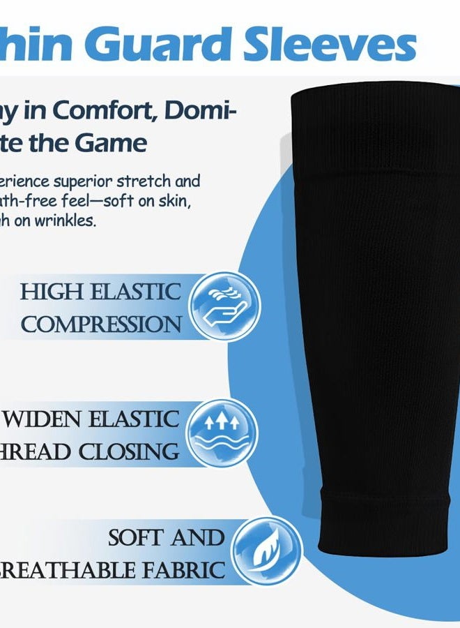 KMOLY Men's Grip Soccer Socks， Shin Guards，2 Pair Shin Sleeves, 1 Pair Sleeves with Optimized lnsert Pocket Soccer Football Equipment Set for Men Women - Image 4