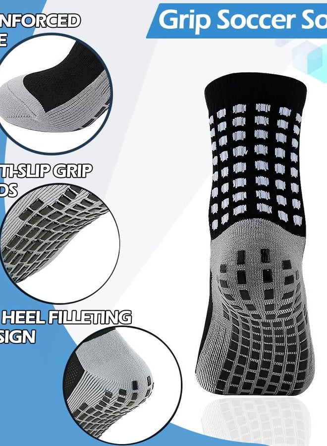 KMOLY Men's Grip Soccer Socks， Shin Guards，2 Pair Shin Sleeves, 1 Pair Sleeves with Optimized lnsert Pocket Soccer Football Equipment Set for Men Women - Image 3