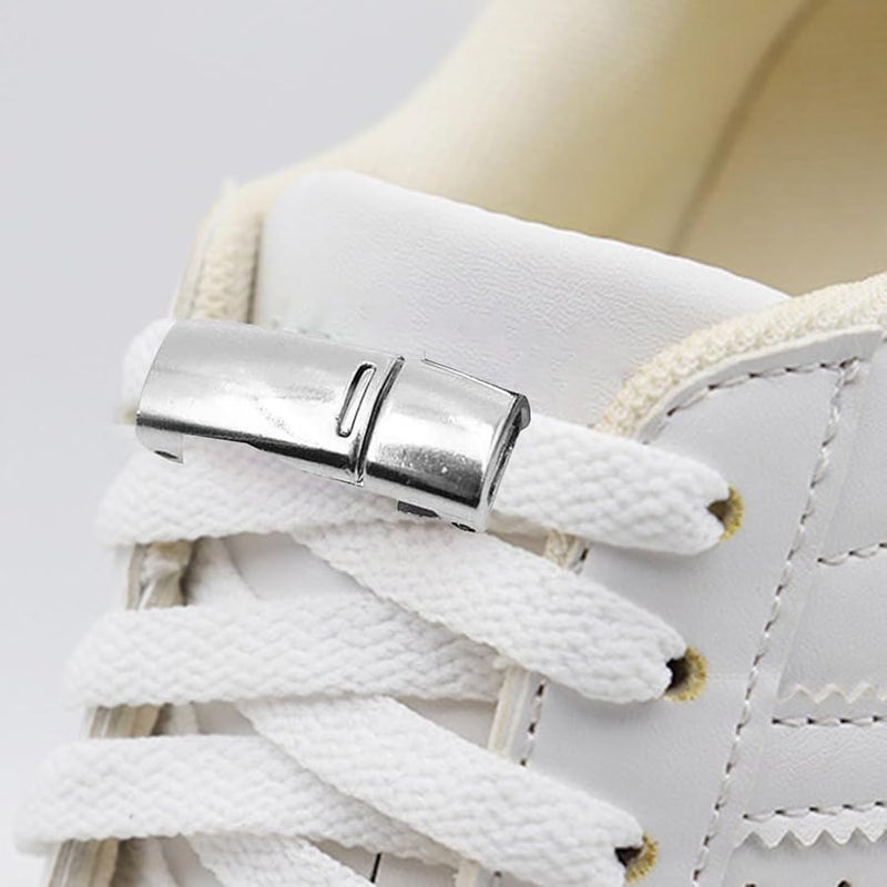 Silver Metal Shoelace Buckle Lock Easy Tie Free Fastener Durable Closure Accessory - Image 3