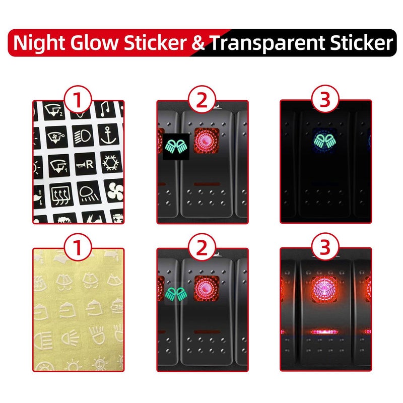 FXC Rocker Switch Aluminum Panel 5 Gang Toggle Switches Dash 5 Pin ON/Off 2 LED Backlit for Boat Car Marine Red - Image 4