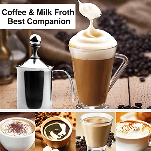 3D CREATIONS 3DCREATIONS Stainless Steel Blender - Milk Frother Coffee Beater for Cappuccino-Foam Maker for Hot and Cold Coffee Milk with Double Froth Pump, Handle and Lid - 800 Ml - Image 3