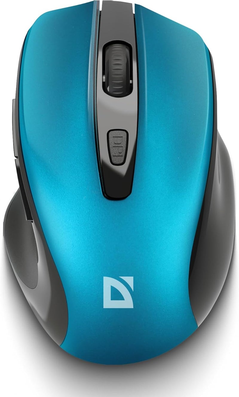 Defender Prime MB-053 Wireless Optical Mouse, Ergonomic Silent Click Office Mouse with PixArt Sensor & 6 Buttons (Turquoise) - Image 1