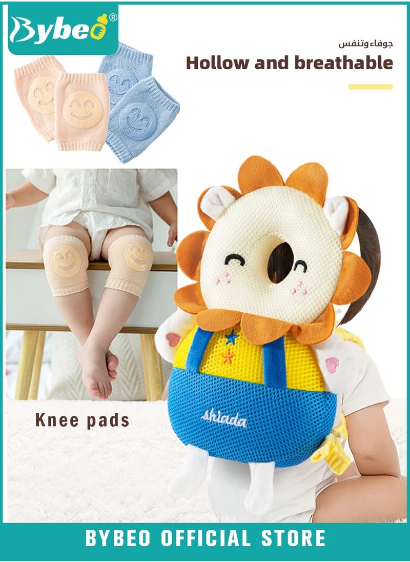 Bybeo Baby Head Protector With 2 Knee Pads, Infant Head Protect Pillow, Toddlers Head Safety Pad Cushion, Adjustable Toddlers Head Safety Pad Cushion Backpack, Baby Back Protection for Crawling & Walking  - Image 1