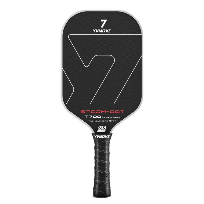 YVmove Pickleball Paddle with T700 Raw Carbon Fiber Surface & 16mm STR-Core Power Polymer Core, Premium Pickle Ball Racket Designed for Ultimate Spin & Consistency, USAPA Approved Storm 007 - Image 1