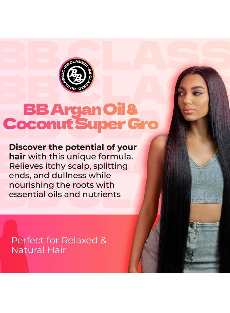 Bronner Bros Bronner Bros Argan Oil & Coconut Super Gro - Hair Gel for Dry Itchy Scalp Treatment, Moisturizer, Reduces Dryness & Split-Ends - Made with Vitamin A, E, D, Sage, Argan Oil & Coconut Oil - 6 oz - Image 2