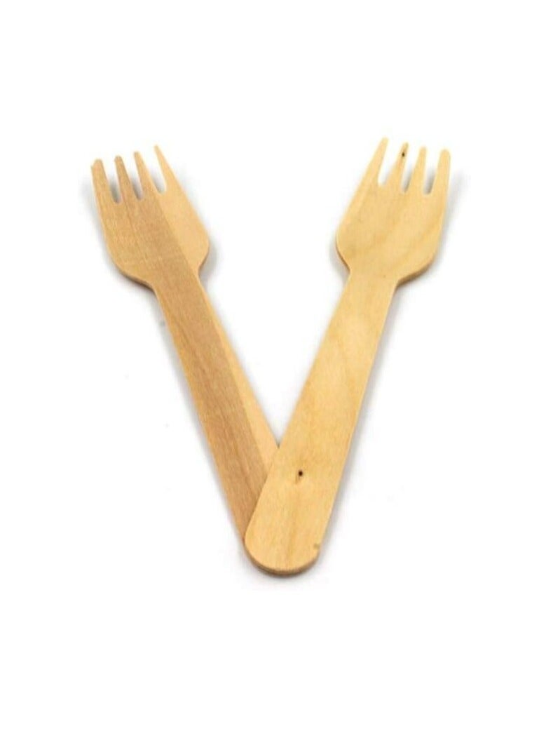 Party Time 20-Pieces Disposable Wooden Forks - Natural Birch Wood, Eco Friendly Biodegradable Compostable Cutlery - Party Supplies - Image 1