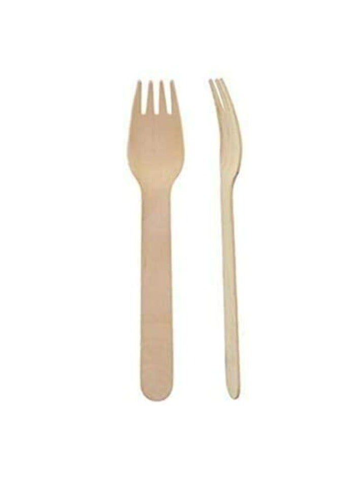 Party Time 20-Pieces Disposable Wooden Forks - Natural Birch Wood, Eco Friendly Biodegradable Compostable Cutlery - Party Supplies - Image 2