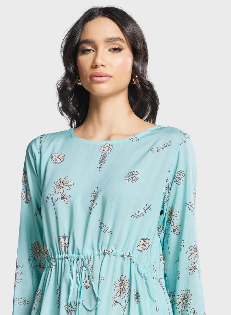 Nishat Linen Floral Tie Detail Kurti