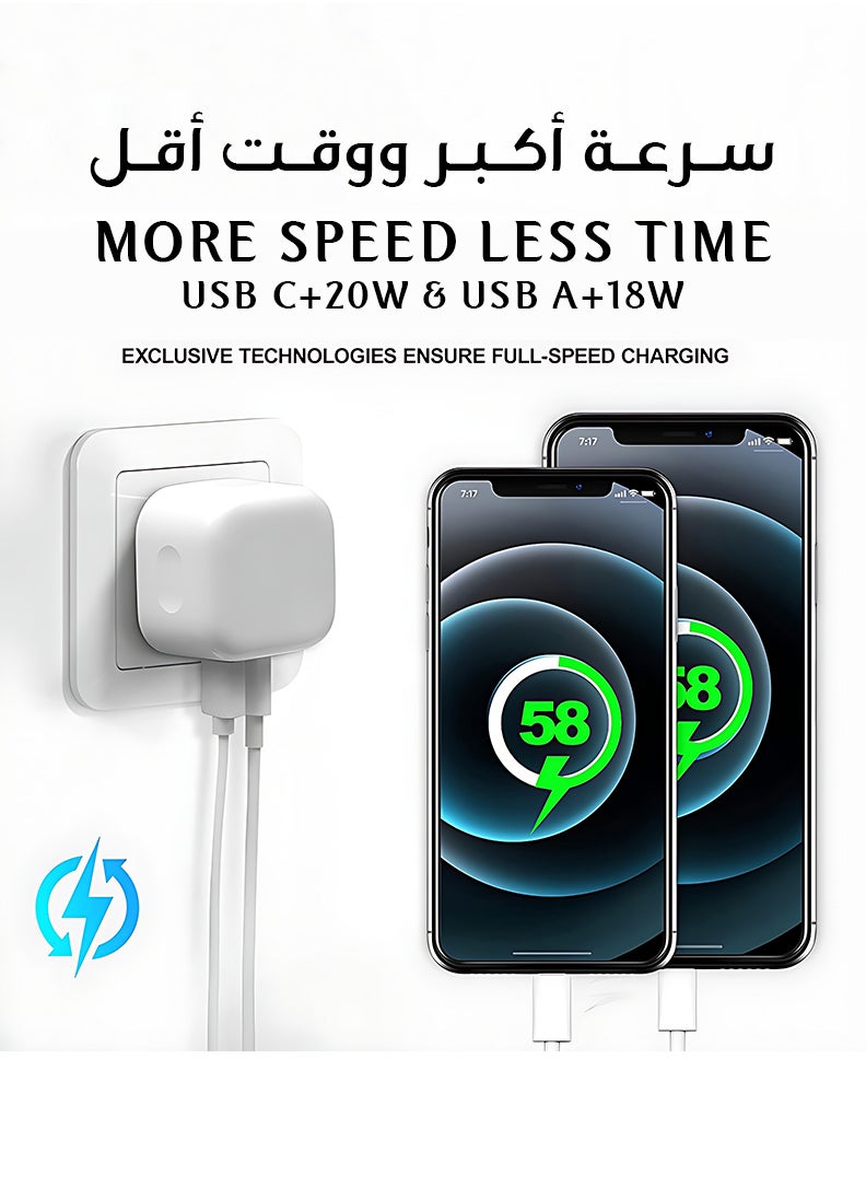 Theodor Fast Charger Plug, 20W USB C Fast Charger with 2M Cable for iPhone 15/ Samsung/ OnePlus/ Vivo/ Oppo Etc. USBC PD Wall Charging Plug UK Type C Power Adapter and 6FT Cord  - Image 4