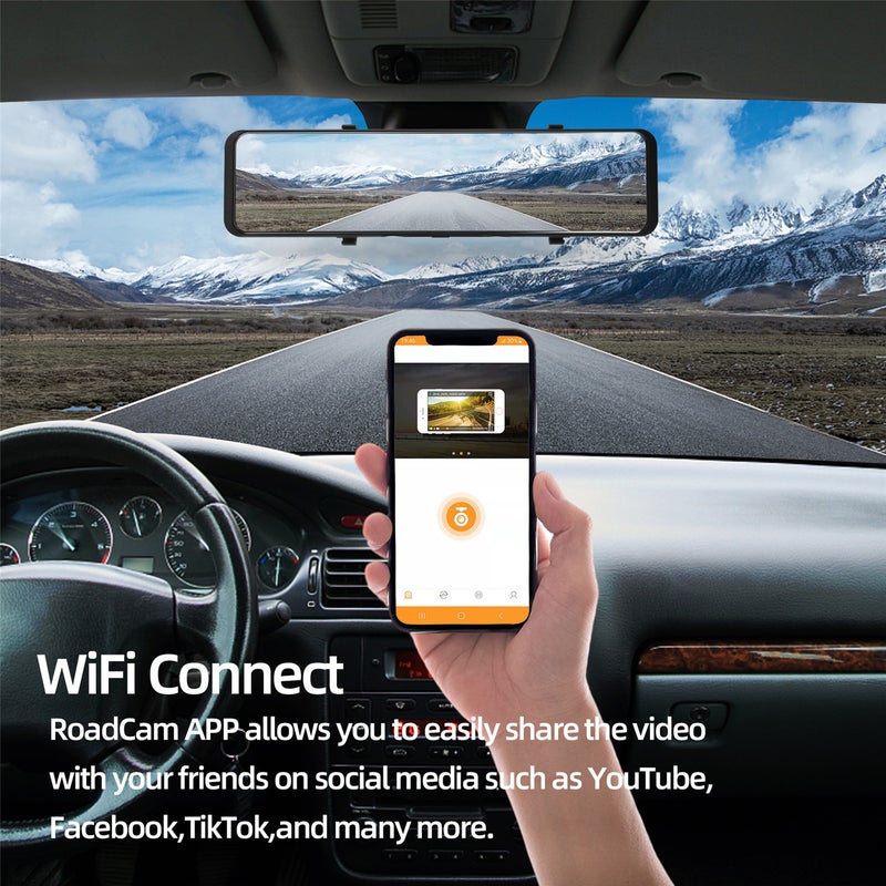 12 '' 4K+1080P rearview mirror, car dual dash cam camera, front and rear video recorder, WiFi interconnection, front and rear DVR, full screen touch screen, collision detection, GPS, reverse image - Image 4