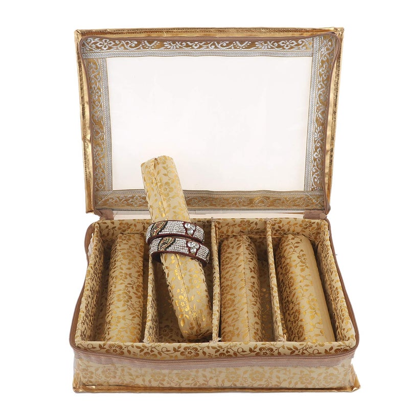 Kuber Industries Kuber Industries Brocade Hardboard 2 Pieces Four Rod Bangle Box (Gold) - CTKTC021174  - Image 5