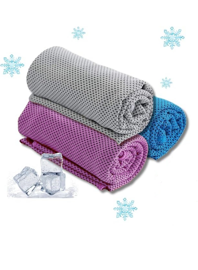 Rock Pow Gym Cooling Towels (3-Pack)  Ice Sensation Sweat Towel Quick Dry Microfiber Cloth for For Yoga Sport Gym Workout Fitness Running Swimming Camping Golf Football Outdoor Sports (100x30cm) - Image 1