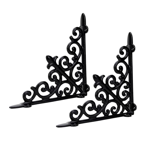 BOSCO Designer Multipurpose Shelf Bracket Set of 2 – 8 x 8 Inch (20x20 cm) Heavy Duty Wrought Iron Wall Brackets with Fittings – Black Wall Angle Shelf Support for Home, Garage, Garden, Office - Image 5