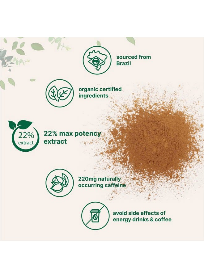 Organic Guarana Powder 1,000mg Per Serv, 8 Ounces | 220mg Natural Caffeine Energizer, Brazilian Herbal Extract, Raw, Bulk Superfood, Coffee Substitute, Vegan Friendly, & Non-GMO
