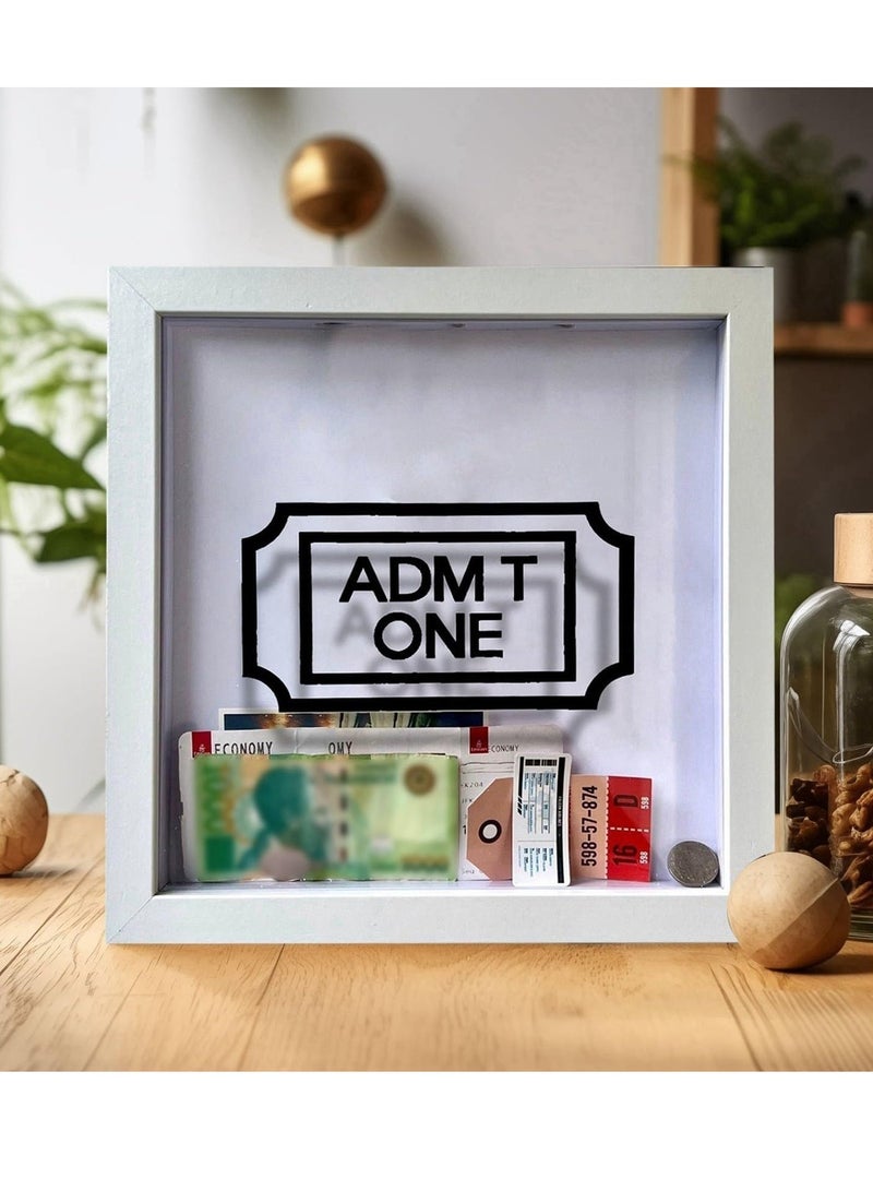 SYOSI Adventure Archive Box Travel Shadow Box Personal Travel Adventure Archive Souvenir Storage Box Couple Travel Adventure Photo Record Wall Decoration for Any Size Tickets Display Case 29x29cm White - Image 1