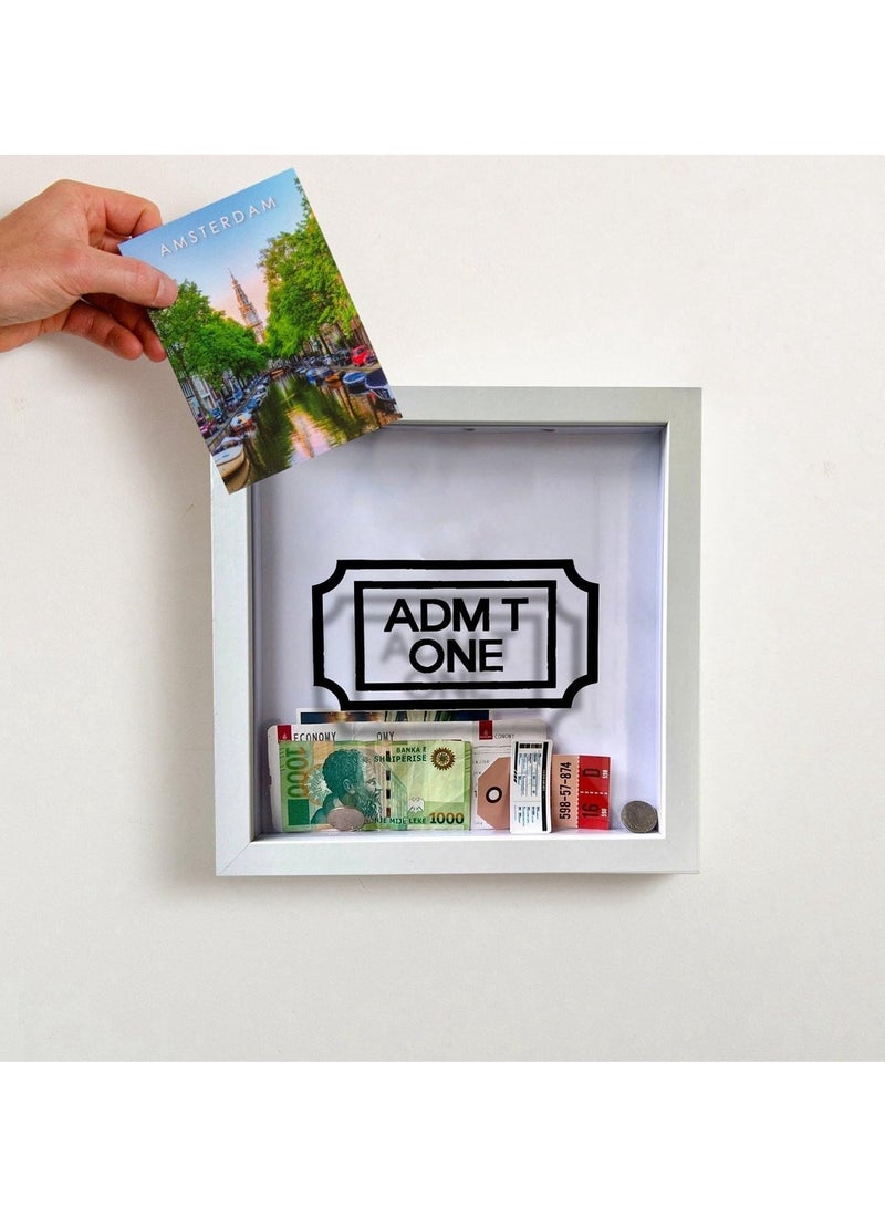 SYOSI Adventure Archive Box Travel Shadow Box Personal Travel Adventure Archive Souvenir Storage Box Couple Travel Adventure Photo Record Wall Decoration for Any Size Tickets Display Case 29x29cm White - Image 4