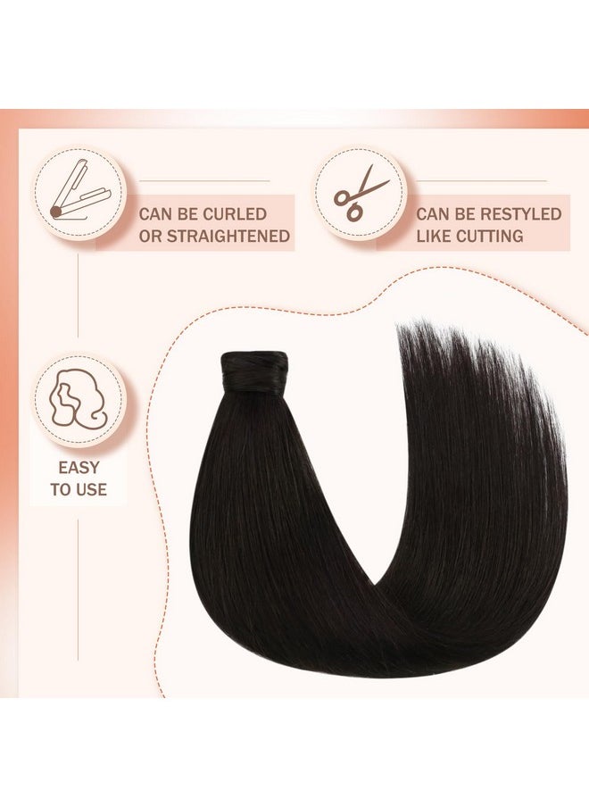 Ve Sunny Ponytail Extension Human Hair Brown Real Hair Ponytail Extensions Flexible Ponytail Extensions Human Hair Dark Brown Pony Tails Hair Extensions Natural Ponytail Hair 80G 22Inch  - Image 4