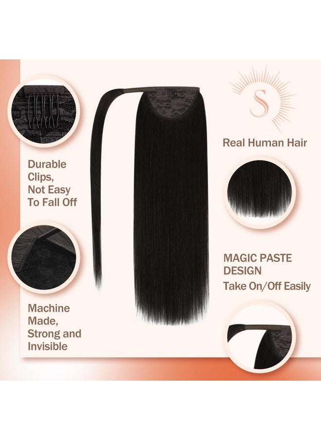 Ve Sunny Ponytail Extension Human Hair Brown Real Hair Ponytail Extensions Flexible Ponytail Extensions Human Hair Dark Brown Pony Tails Hair Extensions Natural Ponytail Hair 80G 22Inch  - Image 3