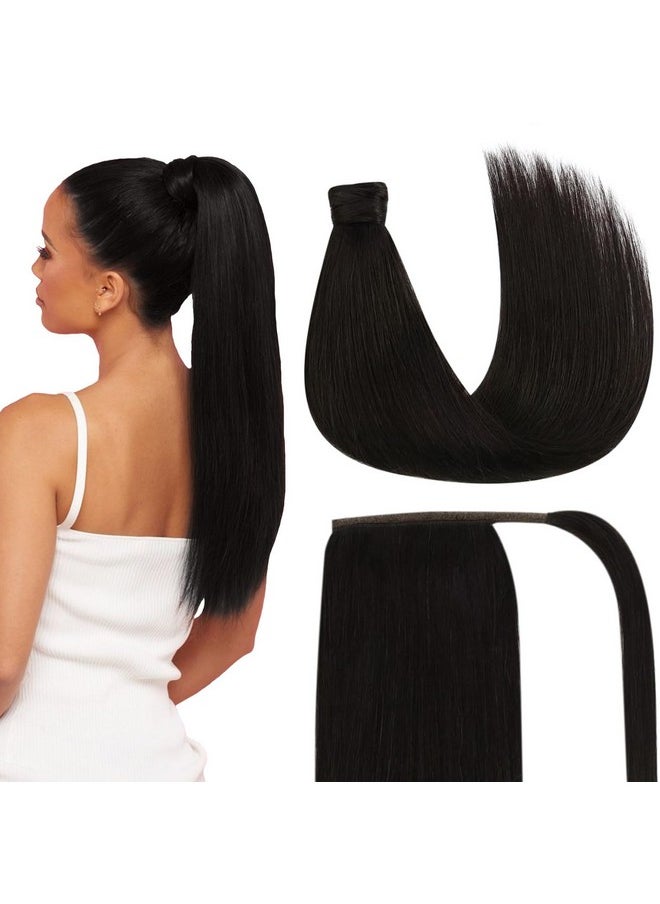 Ve Sunny Ponytail Extension Human Hair Brown Real Hair Ponytail Extensions Flexible Ponytail Extensions Human Hair Dark Brown Pony Tails Hair Extensions Natural Ponytail Hair 80G 22Inch  - Image 1