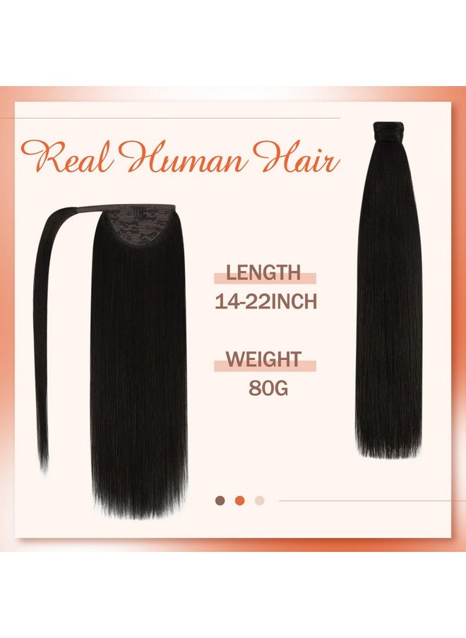 Ve Sunny Ponytail Extension Human Hair Brown Real Hair Ponytail Extensions Flexible Ponytail Extensions Human Hair Dark Brown Pony Tails Hair Extensions Natural Ponytail Hair 80G 22Inch  - Image 2