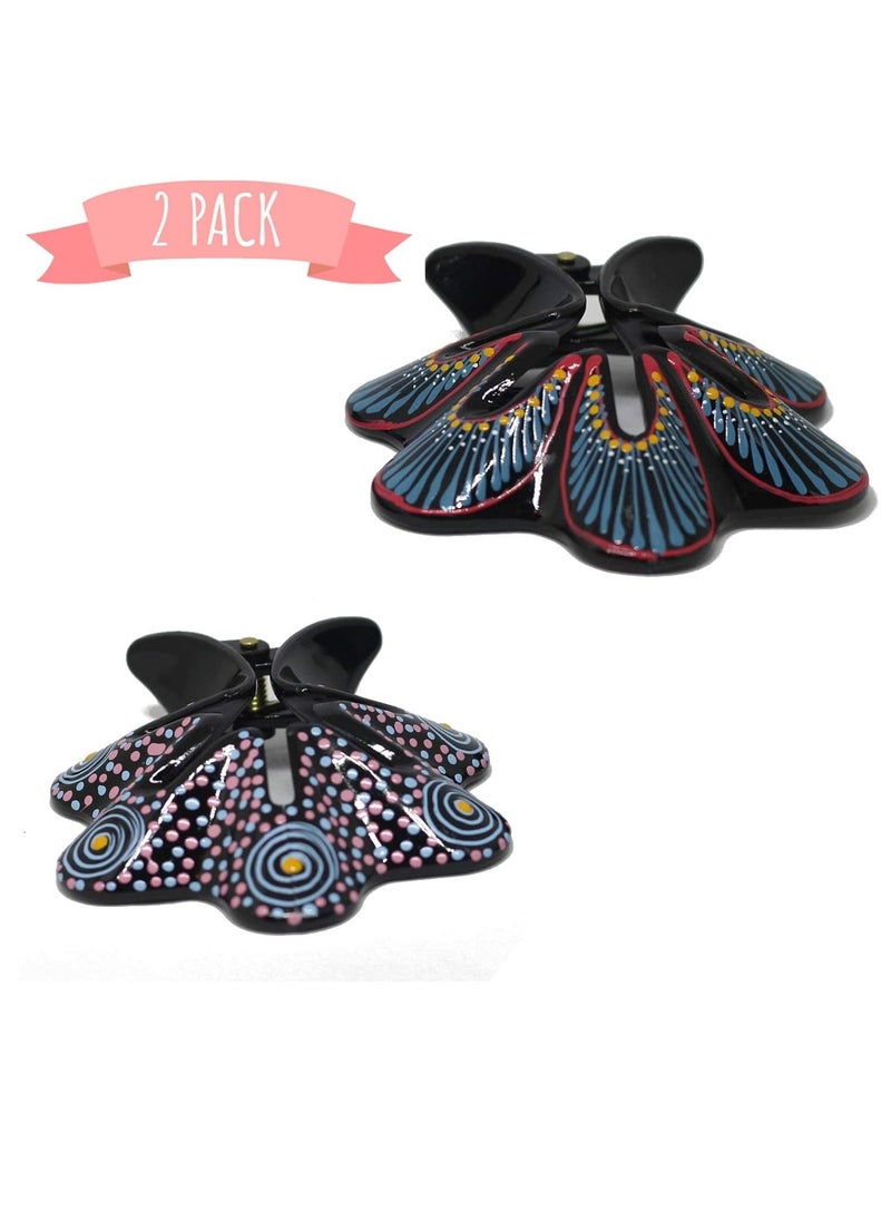 Handmade - Hair Barrette Hand Painted Hair Clips. Styling for Women and Girls. This Attractive Hair Accessory can be used as a Ponytail Holder or a Hair Grip. for Thick & Thin Hair. 2 Pcs Uniquely Hand Crafted - Image 1