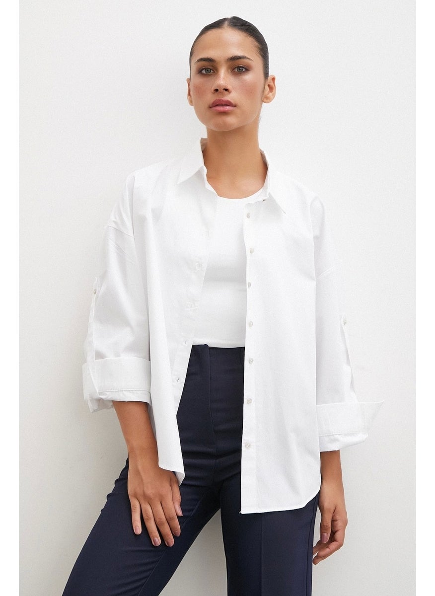 Never More Sleeve Epaulette Shirt White  - Image 1