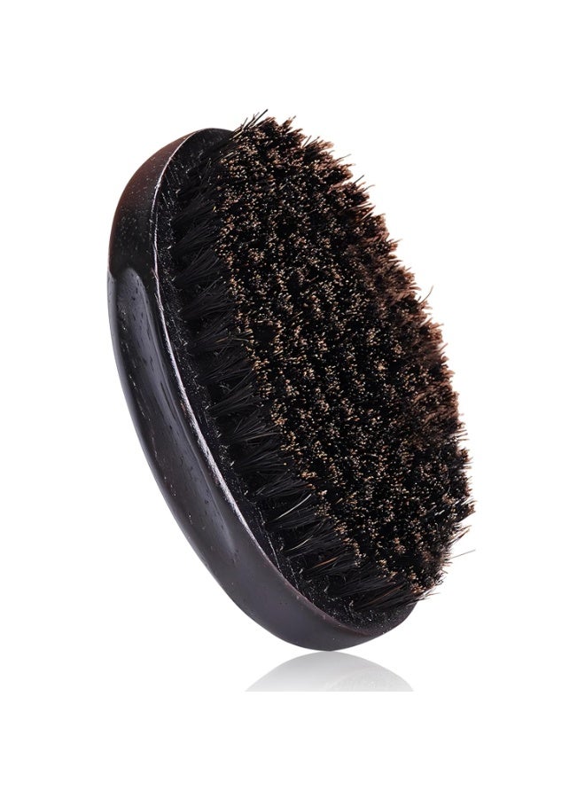 Kootinn فرشاة لحية من شعر الخنزير للرجال بمقبض خشبي - حجم جيب لتصفيف الشارب واللحية (أسود) - Image 1