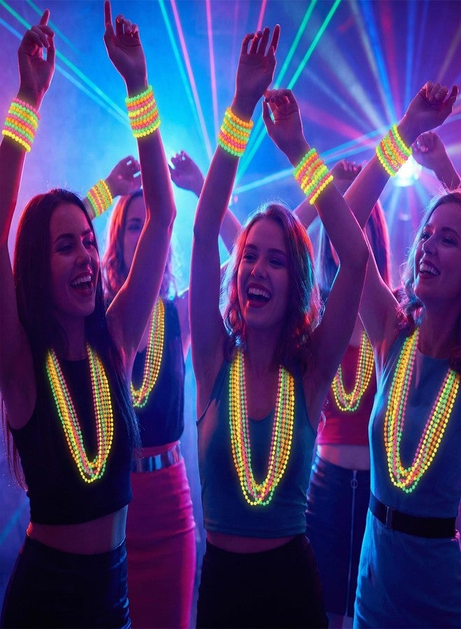 Miayon 12 Pack Neon Glow in The Dark Beaded Necklaces Accessories Bulk 16 Inch for Halloween 80s Party Favors Decorations - Image 5