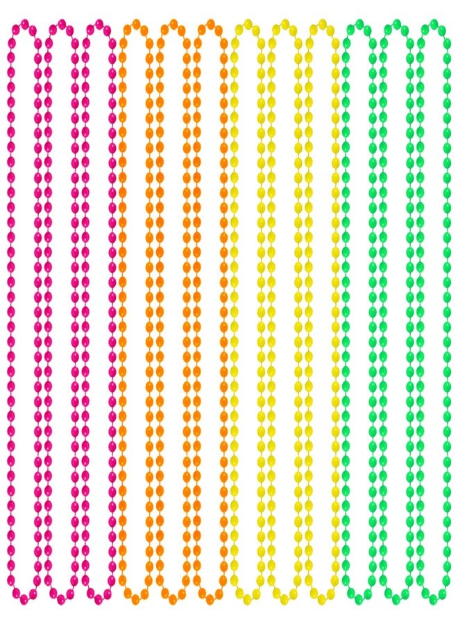 Miayon 12 Pack Neon Glow in The Dark Beaded Necklaces Accessories Bulk 16 Inch for Halloween 80s Party Favors Decorations - Image 1