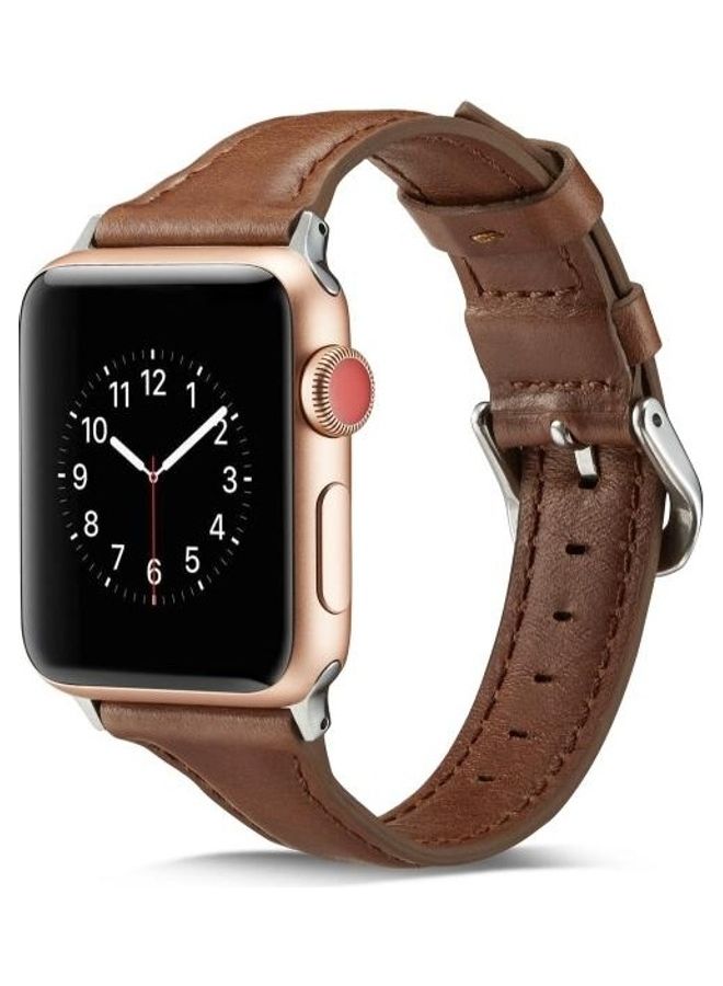 NIBEMINENT Replacement Strap For Apple Watch Series Dark Brown - Image 1