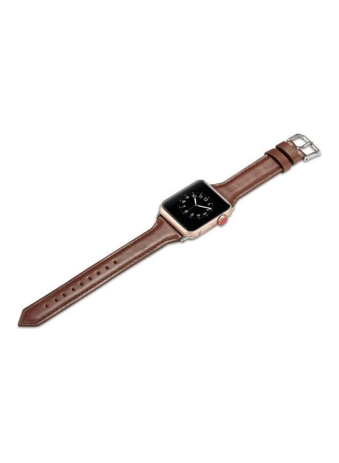 NIBEMINENT Replacement Strap For Apple Watch Series Dark Brown - Image 5