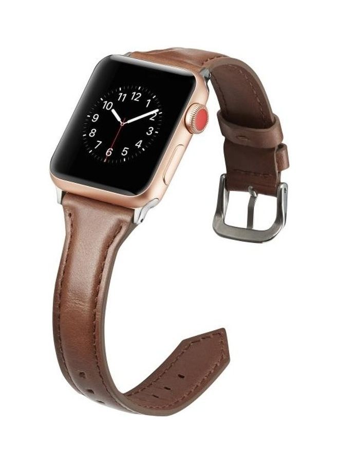 NIBEMINENT Replacement Strap For Apple Watch Series Dark Brown - Image 3