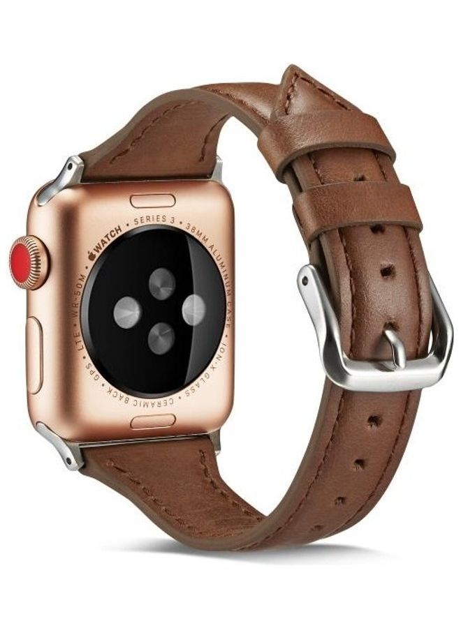 NIBEMINENT Replacement Strap For Apple Watch Series Dark Brown - Image 2