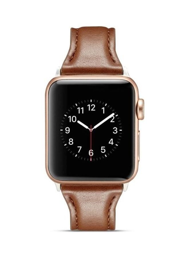 NIBEMINENT Replacement Strap For Apple Watch Series Dark Brown - Image 4