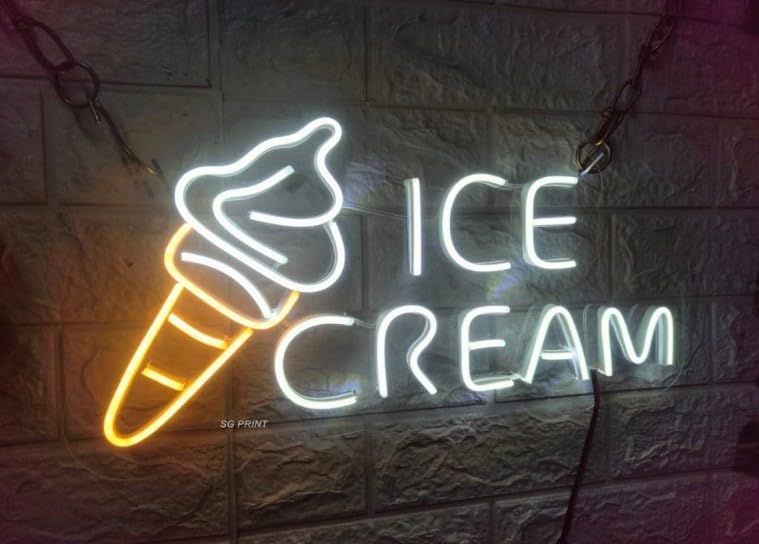 Wall Mitra Wall Mitra Ice Cream Neon Sign Ice Cream cone Neon Sign For ShopCafeRestaurent Ice Cream Led Sign Ice Cream WhiteWarm White  - Image 5