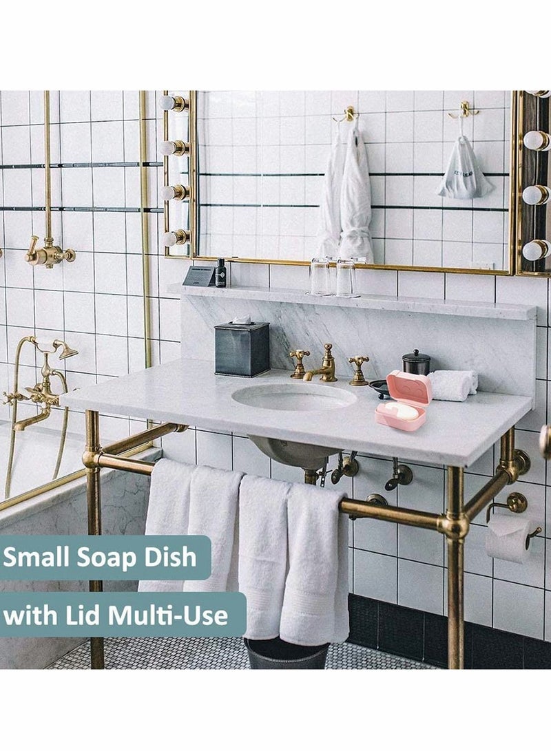 Excefore علبة صابون للسفر 4 قطع، مثالية كهدية للمنزل والحمام، التخييم وأنشطة الهواء الطلق الأخرى، أزرق وردي - Image 3