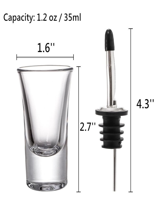 Tebery 30 Pack Shot Glass Bulk Heavy Base, 1.2 Oz Tequila Glass Set with 2 Bottle Pourer, Clear Small Whiskey Shot Glass Cups for Vodka, Liquors, Cocktail, Espressos, Bar - Image 2