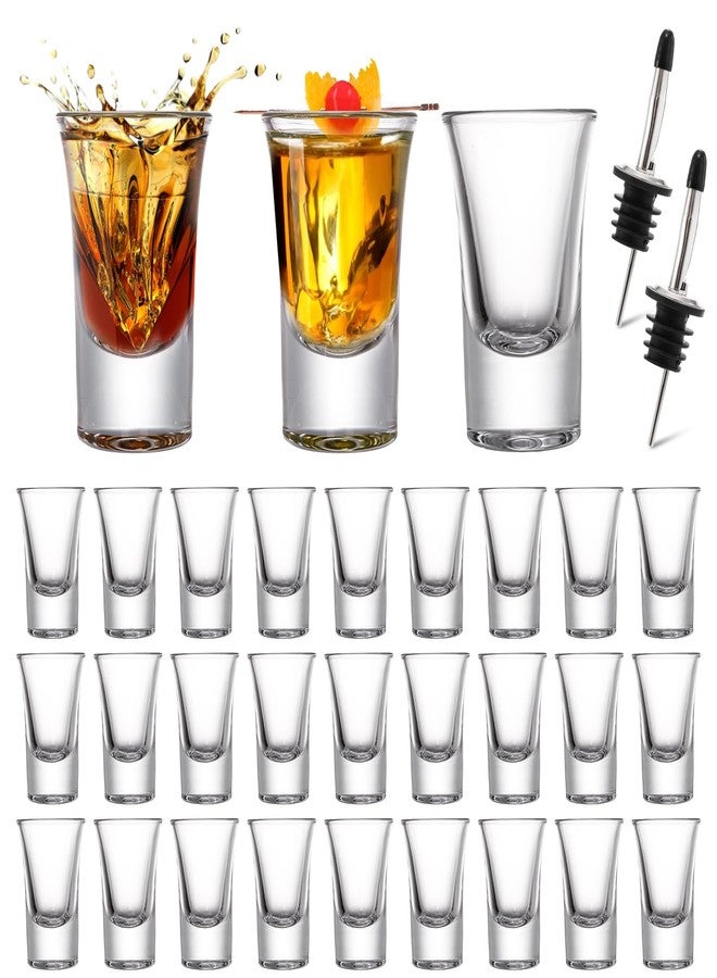 Tebery 30 Pack Shot Glass Bulk Heavy Base, 1.2 Oz Tequila Glass Set with 2 Bottle Pourer, Clear Small Whiskey Shot Glass Cups for Vodka, Liquors, Cocktail, Espressos, Bar - Image 5