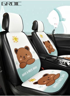 GROIC 1 Pack Cute Auto Seat Covers Breathable Car Seat Cover Fit All Weather, Cartoon Bear Anti-Slip Driver Covers Universal Fit Most Cars, Automotive Summer Cool Protection Vehicle Cushion Cover  - Image 1
