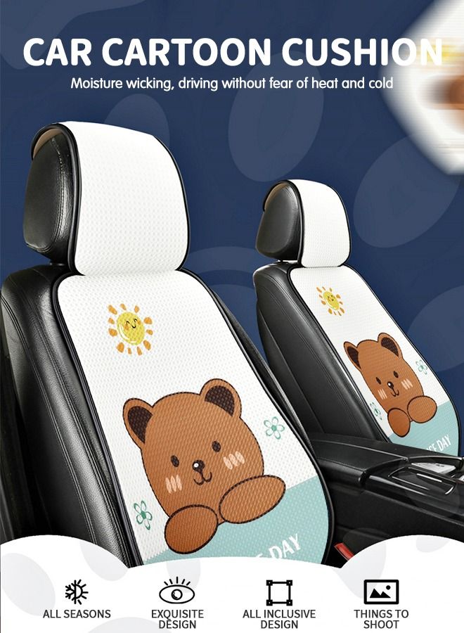 GROIC 1 Pack Cute Auto Seat Covers Breathable Car Seat Cover Fit All Weather, Cartoon Bear Anti-Slip Driver Covers Universal Fit Most Cars, Automotive Summer Cool Protection Vehicle Cushion Cover - Image 2