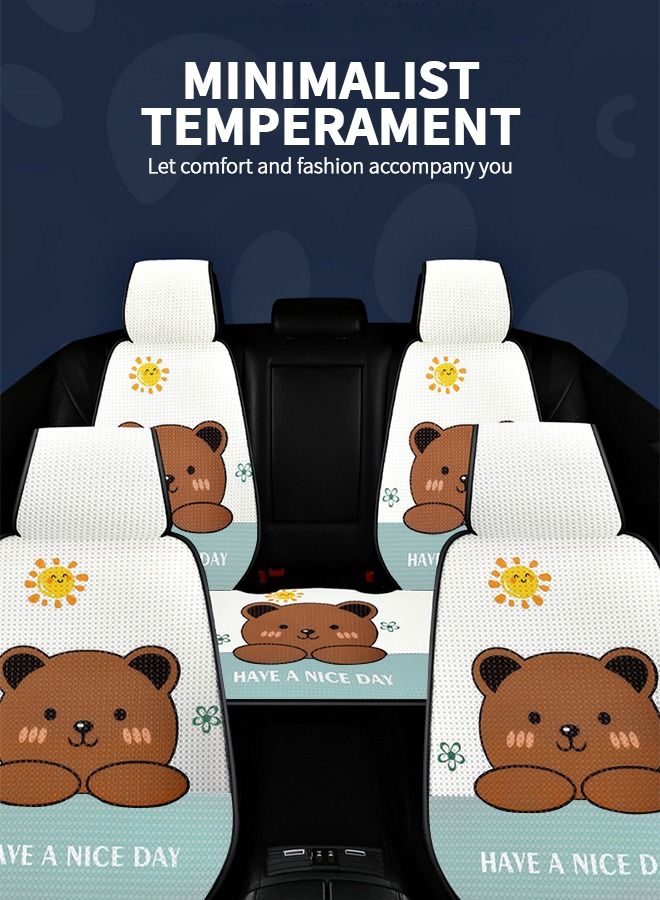 GROIC 1 Pack Cute Auto Seat Covers Breathable Car Seat Cover Fit All Weather, Cartoon Bear Anti-Slip Driver Covers Universal Fit Most Cars, Automotive Summer Cool Protection Vehicle Cushion Cover - Image 5