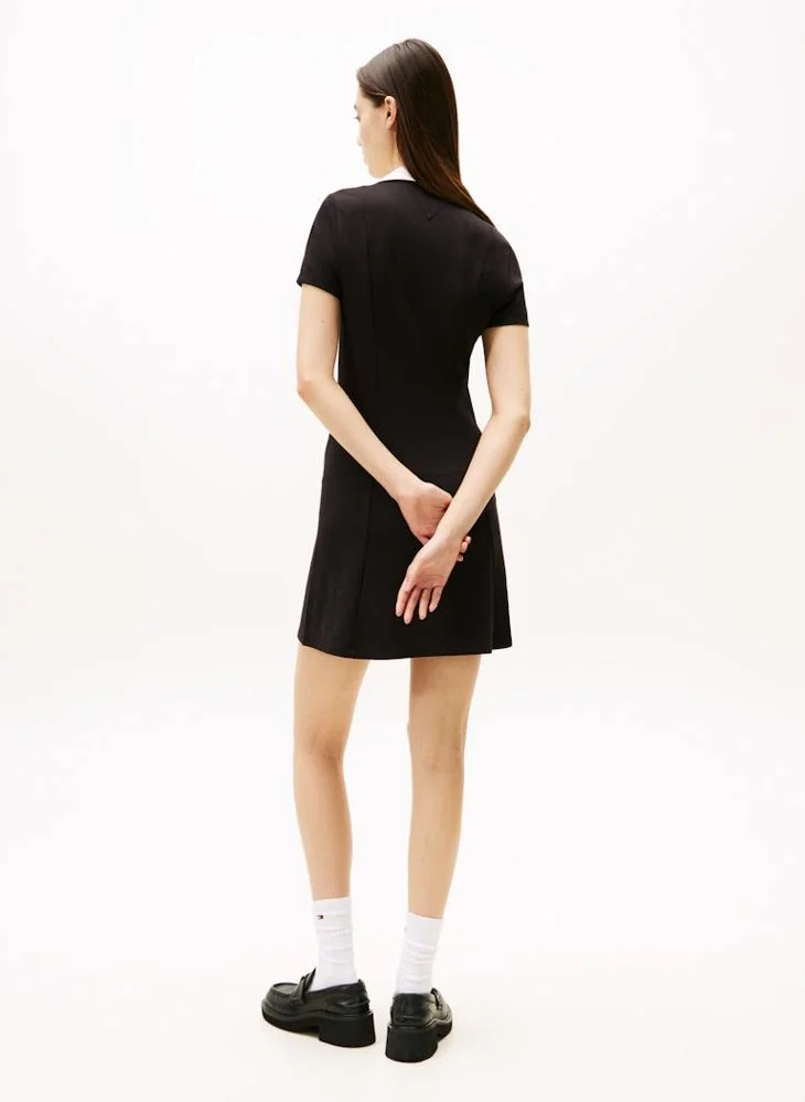 TOMMY JEANS Contrast Polo Neck Short Sleeve Mini Dress