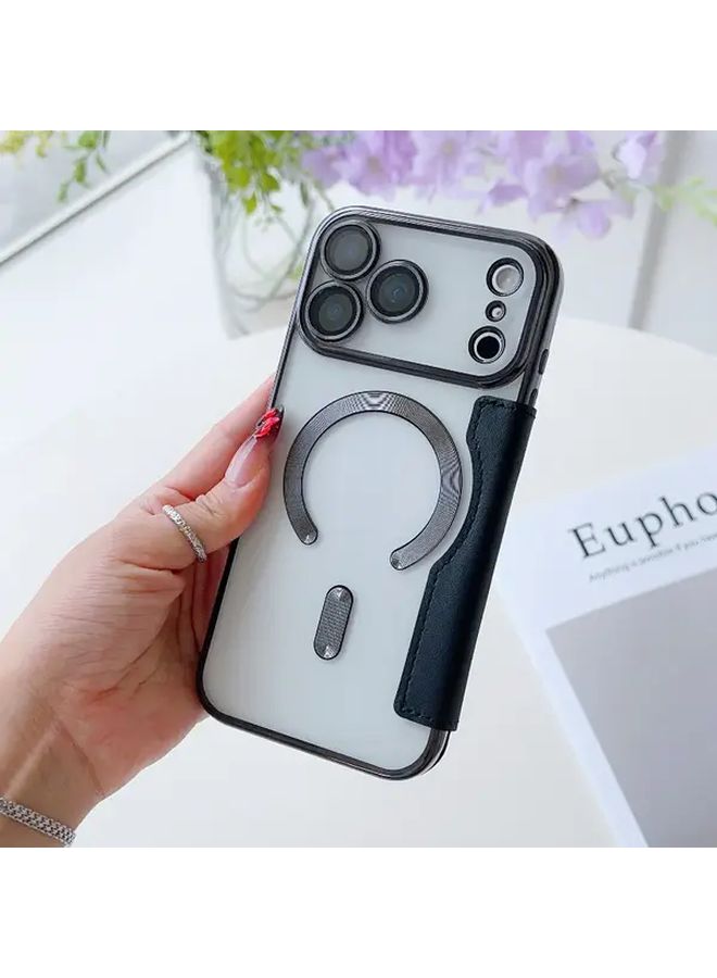 Light Brown Transparent Magnetic Flip Phone Case with Card Slot for iPhone 17 - Image 3
