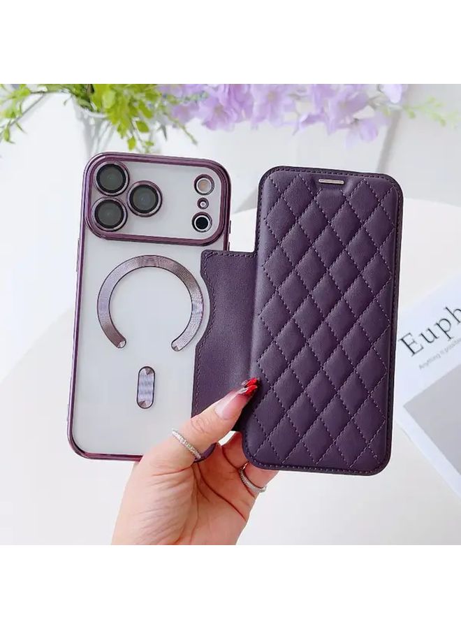 Light Brown Transparent Magnetic Flip Phone Case with Card Slot for iPhone 17 - Image 5