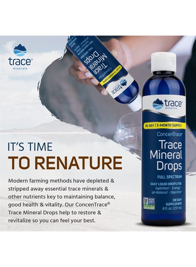 Trace Minerals قطرات كونسينترايس | معادن طيف كامل | مغنيسيوم سائل أيوني، كلوريد، بوتاسيوم | صوديوم منخفض | طاقة، إلكتروليتات، ترطيب | إمداد لمدة 96 يوم، 8 أونصة سائلة (عبوة من 1) - Image 5