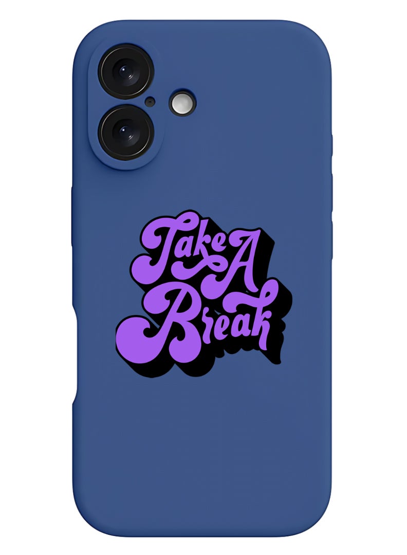 Theodor iPhone 16 Blue Protective Slim Fit Case Liquid Silicone Cover with Full Body Protection Anti-Scratch Shockproof Case For iPhone - Take a Break-01 - Image 1