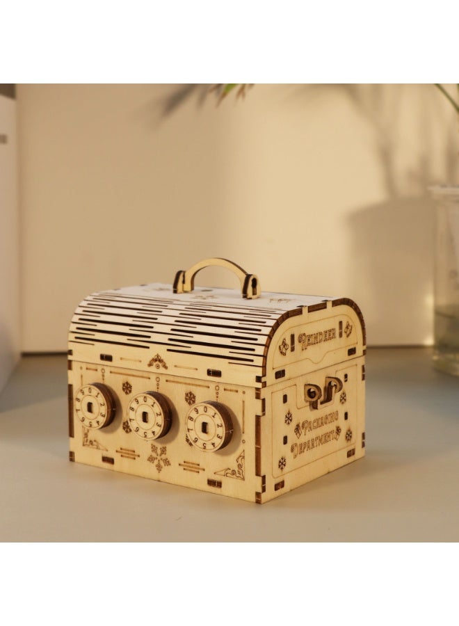 بازل خشبي ثلاثي الأبعاد، صندوق كنز DIY | ألعاب ذكاء وألغاز تركيب يدوية للبالغين، هدايا عيد الميلاد والكريسماس - Image 1